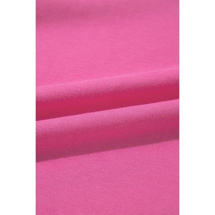 Bright Pink Textured Patchwork Round Neck Sweatshirt