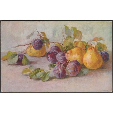 Nature Morte aux Prunes et Poires, c.1910s - Stehli Frères CPA