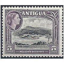 Antigua 1953 SG125 5c Black & Slate-Lilac Mounted Mint