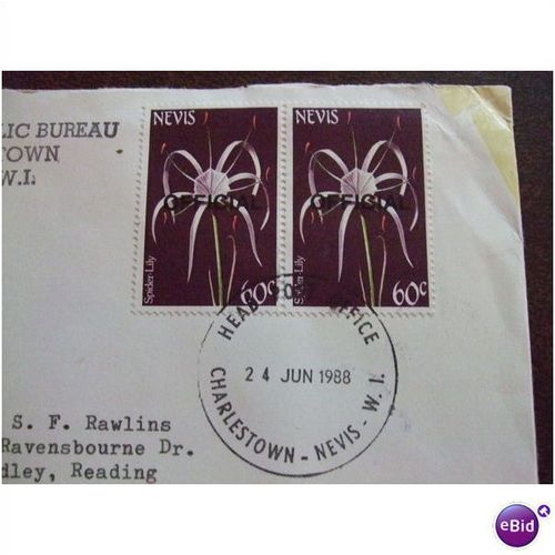 1985 Nevis Official Spider-lily flower 60c stamps