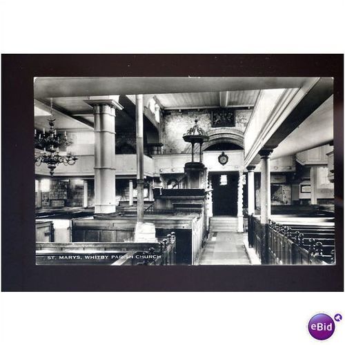 Yorkshire WHITBY St Mary's Parish Church Interior Postcard by Shaw