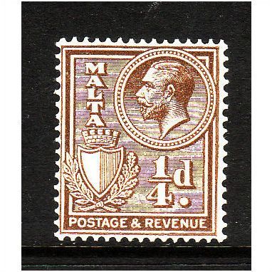 MALTA 1930 SG 193 1/4d BROWN M / MINT