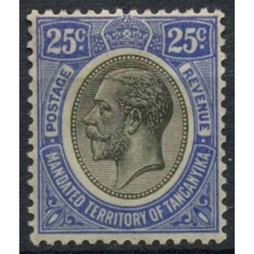 Tanganyika KGV 1927 25c Bright Blue & Black Mounted Mint MM SG 97 stamp