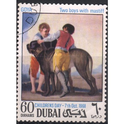 UAE (Dubai) 1968 - SG306 - 60d - "Two Boys With Mastiff" (Goya) - used