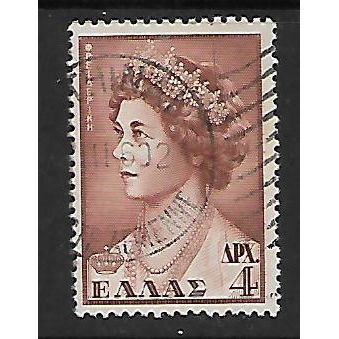 GREECE 1956 ROYAL FAMILY 4d BROWN SG 774 FINE USED#