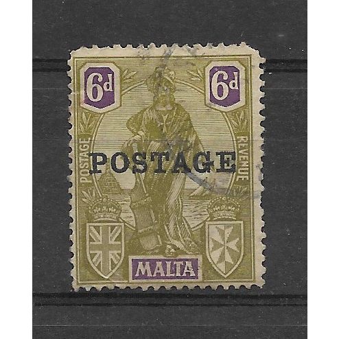 Malta.SG151 6d Olive-Green and Violet.Fine Used.July19