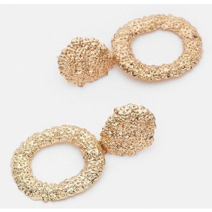 KAREN MILLEN Gold Plated Molten Textured Drop Hoop Earrings (RARE & COLLECTABLE)