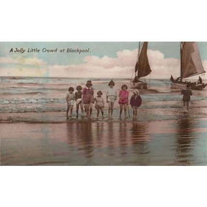 A Little Crowd at Blackpool Sailing Boats Vintage 1930s Postcard