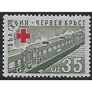 Mi 587: 35 L. greenish grey and red Red Cross: Hospital Train