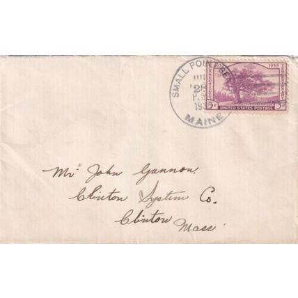 United States 1935 Small Point Beach Maine-Clinton MASS Cover Small Point cancel