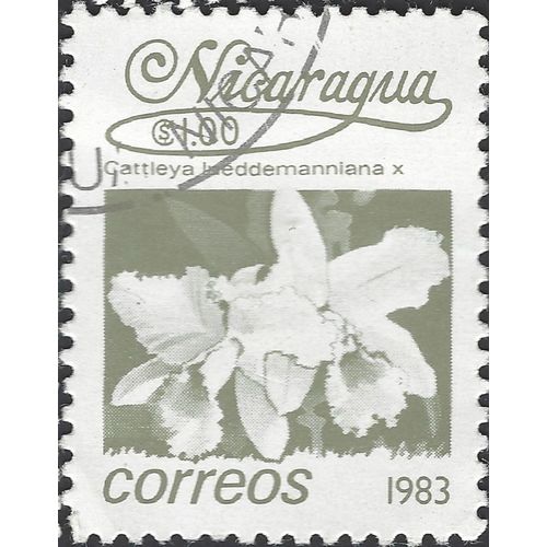 NICARAGUA, FLOWER, Cattleya lueddemanniana, grey 1983, $1