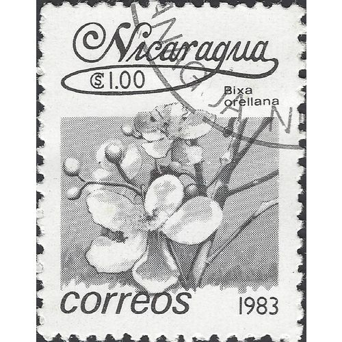 NICARAGUA, FLOWER, Achiote, greyscale 1983, $1