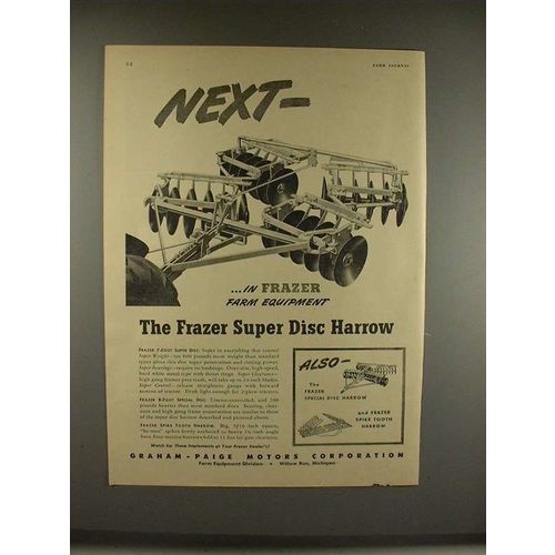 1946 Frazer Super Disc Harrow Ad - Next in Equipment