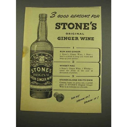 1956 Stone's Green Ginger Wine Ad - 3 Good Reasons