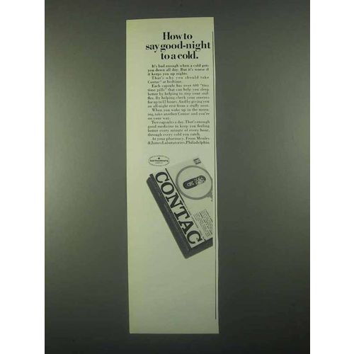 1967 Contac Capsules Ad - Say Good-Night to a Cold