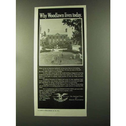 1973 National Trust Historic Preservation Ad - Woodlawn