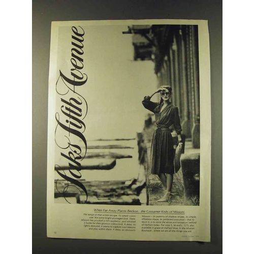 1979 Missoni Cotton Knit Dress Ad - Saks Fifth Avenue