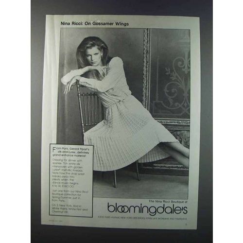 1981 Nina Ricci Gerard Pipart's Silk-and-Lurex Dress Ad