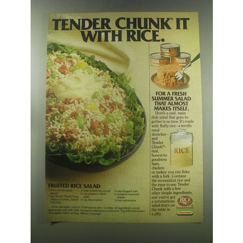 1980 Hormel Tender Chunk Advertisement - recipe for Fruited rice salad