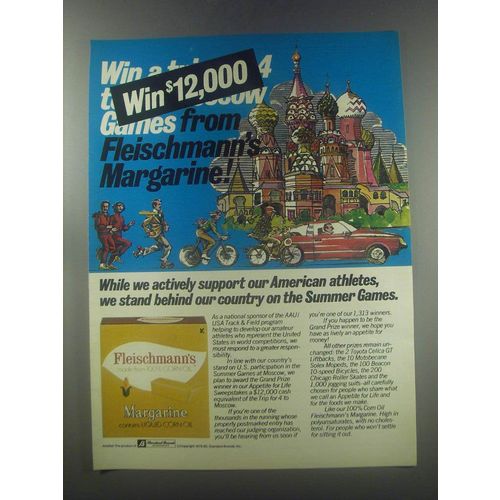 1980 Fleischmann's Margarine Ad - We actively support our American Athletes
