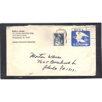 U557 8c Eagle 1280 2c Frank Wright CV02747
