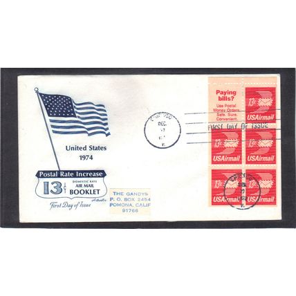 FDC Artmater C79a 13c Winged Letter Pane/6 (Cachet-Label/A) CV41601
