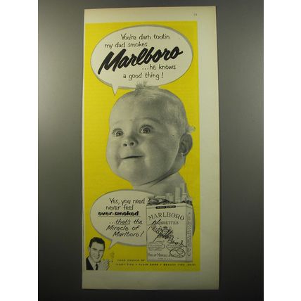 1950 Marlboro Cigarettes Ad - You're darn tootin my dad smokes Marlboro