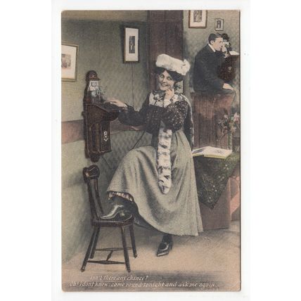 Telephone Couple Romantic Greetings Postcard J Welch & Sons A