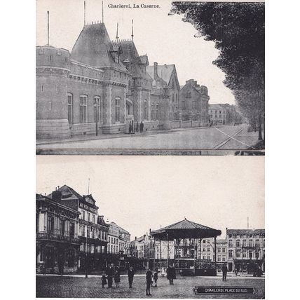 Charlerio Place Du Sud La Caserne 2x Old Belgium Postcard s