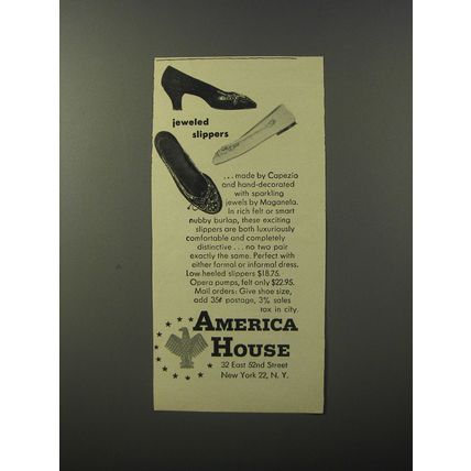 1953 America House Capezio Shoes Advertisement - Jeweled slippers