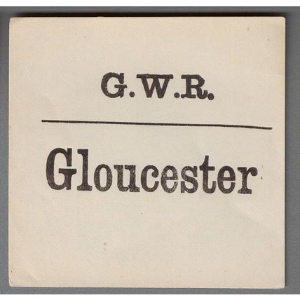 GREAT WESTERN RAILWAY LUGGAGE LABEL - GLOUCESTER (Lwr case)