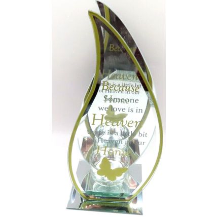 Heaven Glass Memorial Tealight Holder Glass Single 20 CM with Verse Grief