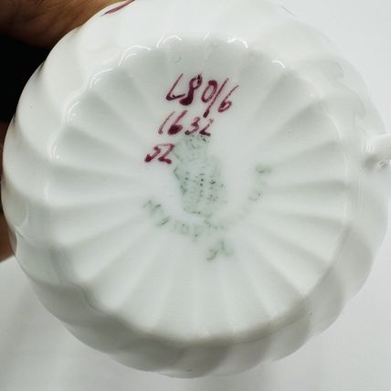 Nymphenburg Teacup & Saucer Porcelain Germany Welle Ribbed 1632 Floral Antique
