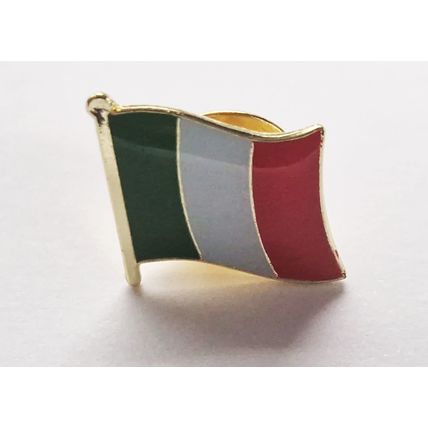 Gold Colour Metal Italian Flag Lapel Pin Badge Italia Italy