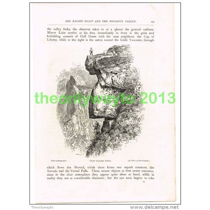 UPON GLACIER POINT, YOSEMITE, CALIFORNIA, USA, BOOK ILLUSTRATION (PRINT) 1891