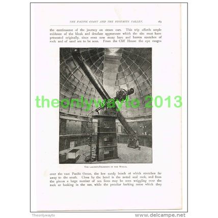 WORLDS LARGEST TELESCOPE, 1891, LICK OBSERVATORY, SAN FRANCISCO, ILLUSTRATION