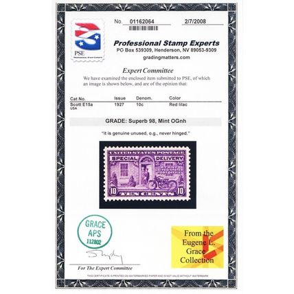 E15a, Mint Superb NH 10¢ - PSE Graded 98 ** Stuart Katz