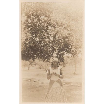 African Lady at Victoria Falls Rhodesia Rare Private Real Photo Postcard