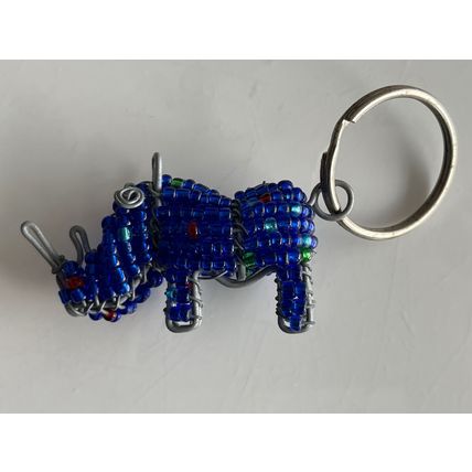 KEY RING - WIRE AND BEAD RHINO