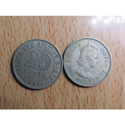 Borneo 1961 20 Cents Coin