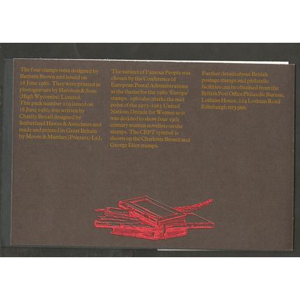 Bronte Sisters Mint Stamps Presentation Pack Number 119