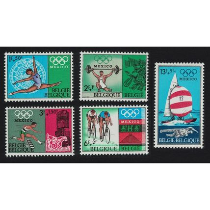 Belgium Cycling Gymnastics Sailing Olympic Games Mexico 5v 1968 MNH
