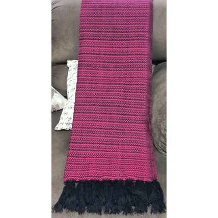 Elegant-Ultra-Soft-Lightweight **BLACK-PINK** Traditional Rebozo Shawl Mexico