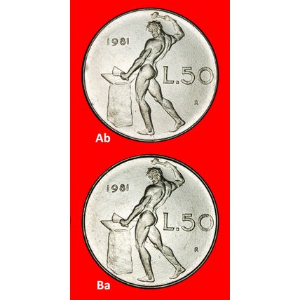 Ⰶ VULCAN (1954-1989):ITALY★50 LIRAS 1981R 2 DISCOVERY COINS★LOW START★NO RESERVE