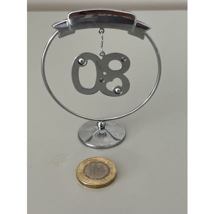 CRISTOCRAFT CHROME PLATED HAPPY 8OTH BIRTHDAY ORNAMENT / CAKE TOPPER