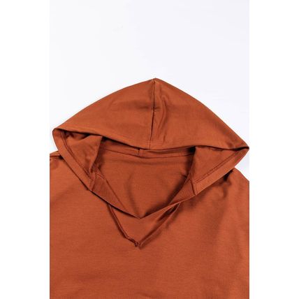 Chestnut V Neck Kangaroo Pocket Oversized Hoodie