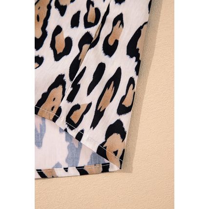 Jet Stream Oversized Leopard Print Balloon Sleeve Casual Shirt