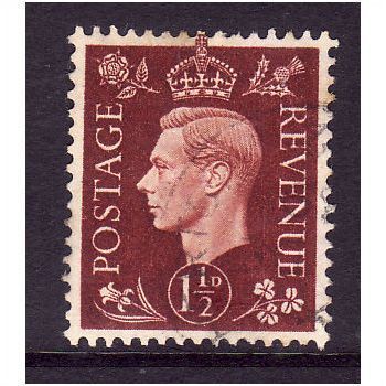 GREAT BRITAIN 1937 SG464 1 1/2d RED BROWN FINE USED #3