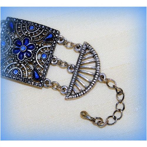 Pre Loved Tibetan Silver Crystal Stones Bracelet Jewellery 1734