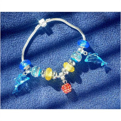 Fully Loaded Silver Plated Bracelet Disco Ball Charm Euro Beads Jewellery 1970